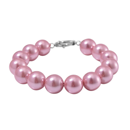 Rosa Muschelkernperle (11-13mm) 20cm Armband, Edelstahl
