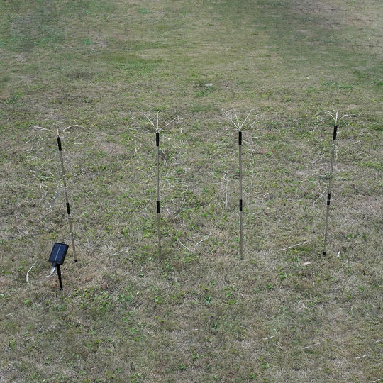 4er-Set Solar-Gartenlichter mit 32 LED-Bienen, schwingend im Wind, 8 Leuchtmodi und Lichtsensor, 70 cm, Warmweiß