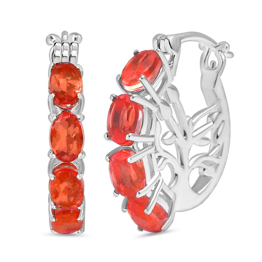 Padparadscha Quarz Triplette Ohrringe Nickelfreies Messing ca. 4.70 ct