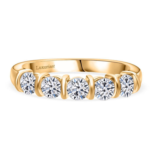 LUXURIANT DIAMOND - Lab Grown Diamant VS-EF SGL zertifiziert Ring 925 Silber Gelbgold Vermeil (Größe 19.00)  ca. 1.00 ct