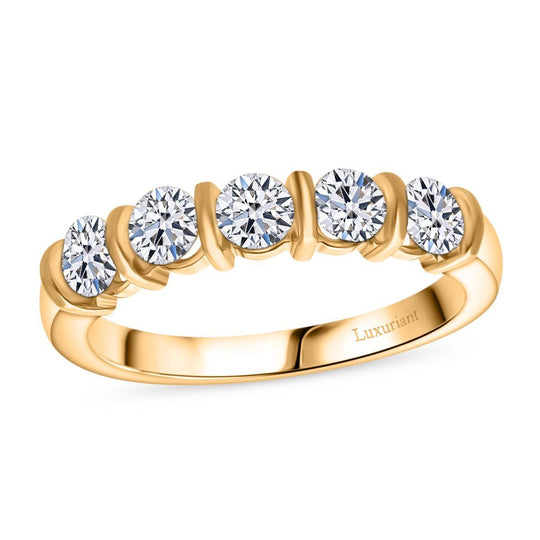 LUXURIANT DIAMOND - Lab Grown Diamant VS-EF SGL zertifiziert Ring 925 Silber Gelbgold Vermeil (Größe 19.00)  ca. 1.00 ct