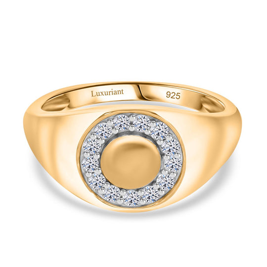 LUXURIANT DIAMOND - Lab Grown Diamant SI-GH Ring 925 Silber Gelbgold Vermeil (Größe 17.00) ca. 0.33 ct