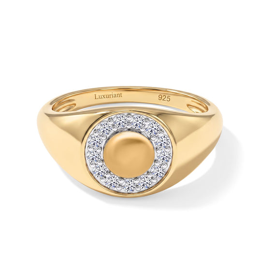 LUXURIANT SI-GH Labor Diamant Ring, 925 Silber Gelbgold Vermeil - 0,33 ct.