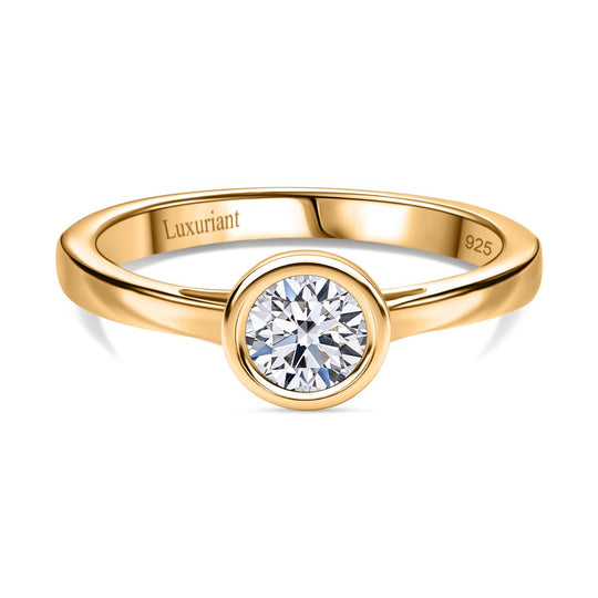 LUXURIANT DIAMOND - Lab Grown Diamant SI-GH SGL zertifiziert Ring 925 Silber 750 Gelbgold Vermeil (Größe 20.00) ca. 0.50 ct