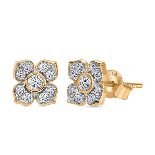 LUXURIANT DIAMOND - Lab Grown Diamant SI-GH Ohrringe 925 Silber Gelbgold Vermeil ca. 0.50 ct