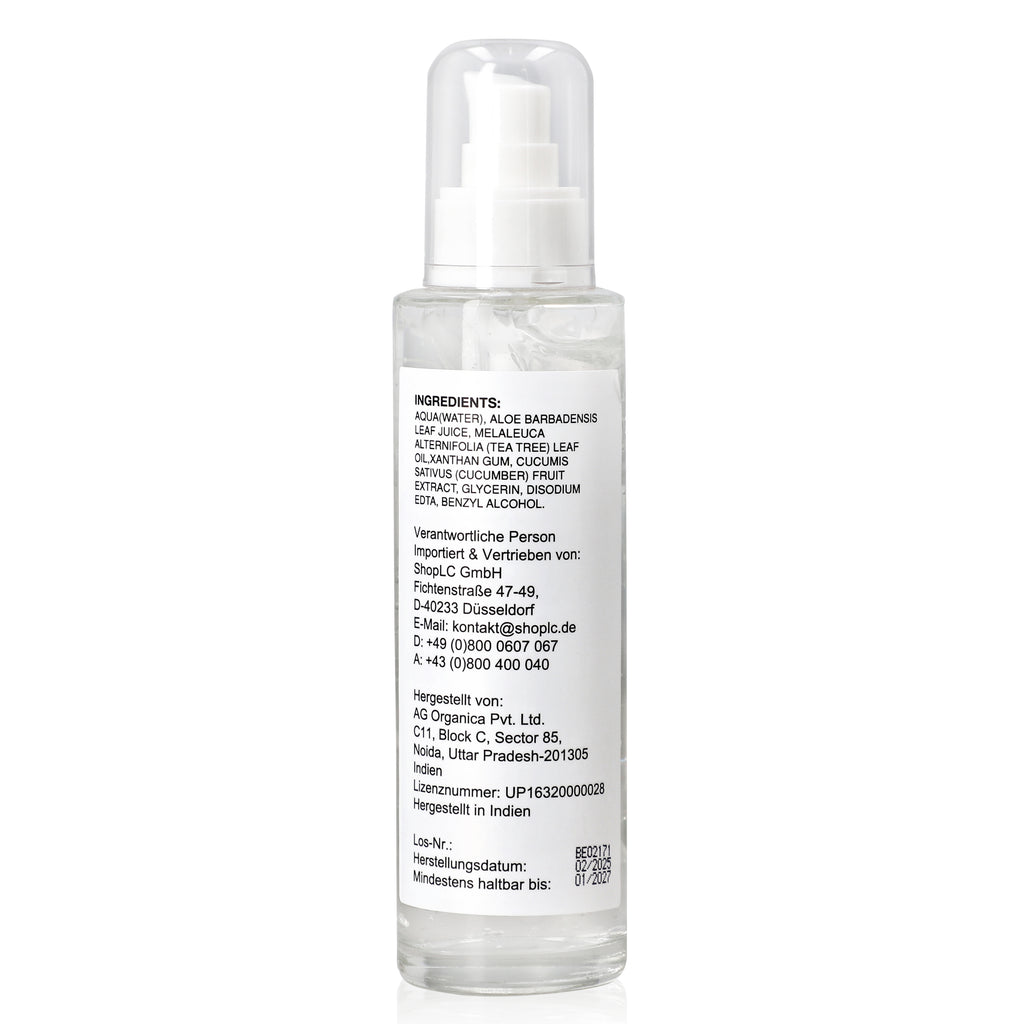 Aloe Vera Gel, Naturreine Feuchtigkeitspflege für die Haut, 100 ml