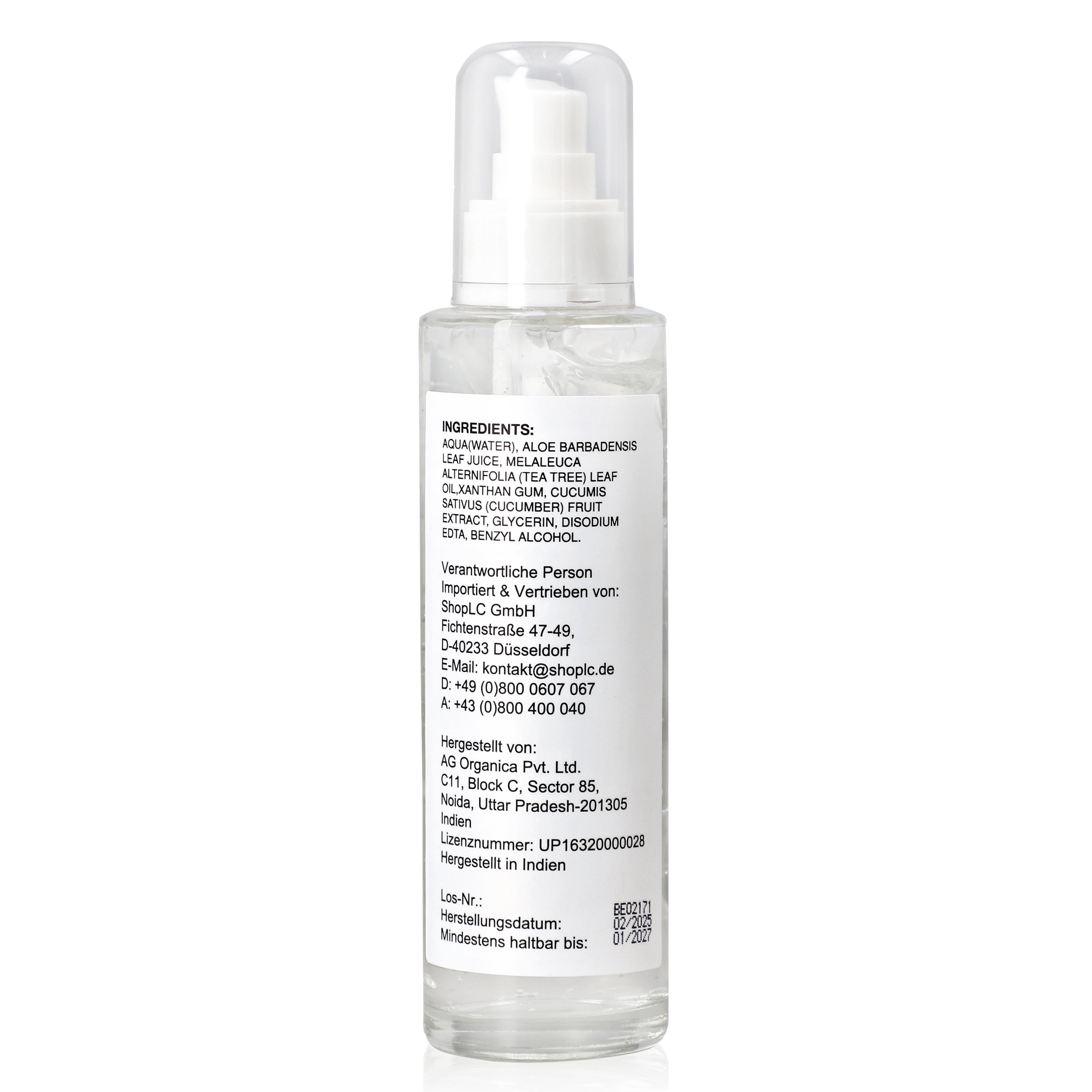Aloe Vera Gel, Naturreine Feuchtigkeitspflege für die Haut, 100 ml