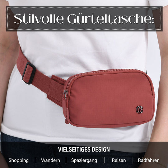 Nylon-Gürteltasche mit Hauptfach und Innentasche, verstellbarer Hüftgurt und Schnellverschluss, 19x12x6 cm, Schwarz