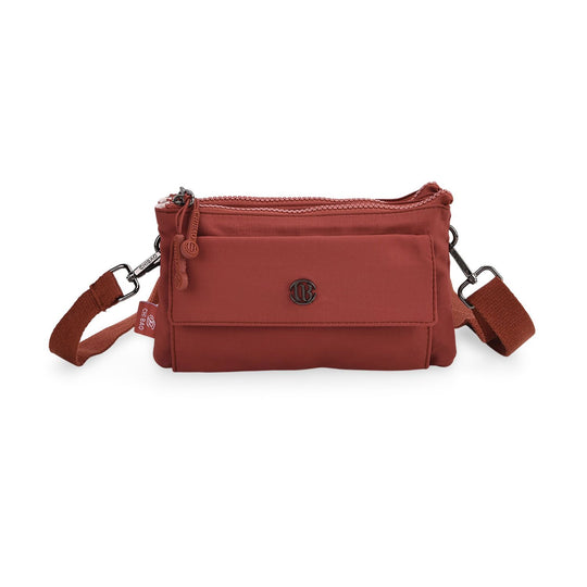Crossbody-Tasche aus Nylon, mit mehreren Reißverschlussfächern und verstellbarem Schulterriemen, 20x12x3.5 cm, Taubenblau