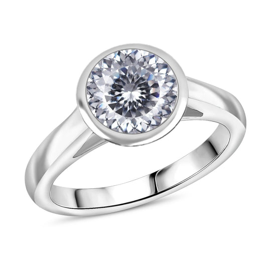 120 Facetten Moissanit Ring 925 Silber rhodiniert (Größe 19.00) ca. 1,82 ct