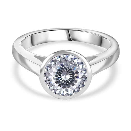 120 Facetten Moissanit Ring 925 Silber rhodiniert (Größe 19.00) ca. 1,82 ct