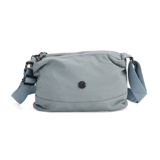 Crossbody-Tasche aus Nylon, mit mehreren Reißverschlussfächern und verstellbarem Schulterriemen, 24x15x9cm, Schwarz