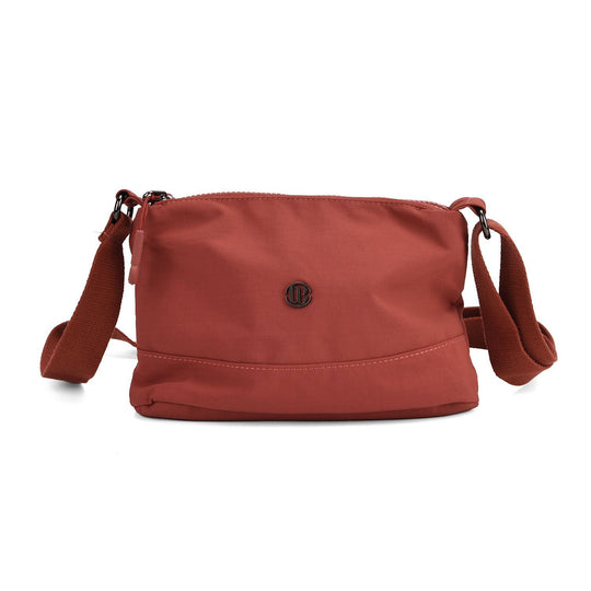Crossbody-Tasche aus Nylon, mit mehreren Reißverschlussfächern und verstellbarem Schulterriemen, 24x15x9cm, Schwarz