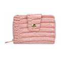 Elegante Geldbörse mit Krokoprägung, RFID-Schutz, 14,5×9,5cm, Rosa