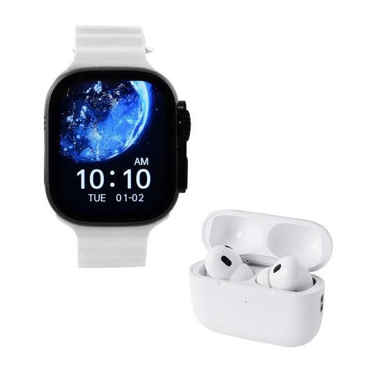 I20 Ultra 2 Max Suit - 10-in-1 Smartwatch-Komplettset mit Smartwatch, Gold-Drehkrone, Kopfhörern, Displayschutz, Ladekabel und 7 Wechselarmbändern, goldfarben