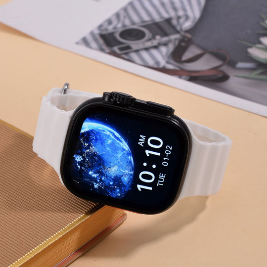 I20 Ultra 2 Max Suit - 10-in-1 Smartwatch-Komplettset mit Smartwatch, Gold-Drehkrone, Kopfhörern, Displayschutz, Ladekabel und 7 Wechselarmbändern, goldfarben