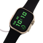 I20 Ultra 2 Max Suit - 10-in-1 Smartwatch-Komplettset mit Smartwatch, Gold-Drehkrone, Kopfhörern, Displayschutz, Ladekabel und 7 Wechselarmbändern, Silberfarben