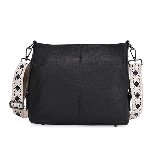 Echtleder-Crossbody-Tasche aus geprägtem Leder, verstellbarer Schulterriemen (ca. 120 cm), 32x12x25 cm, Grau