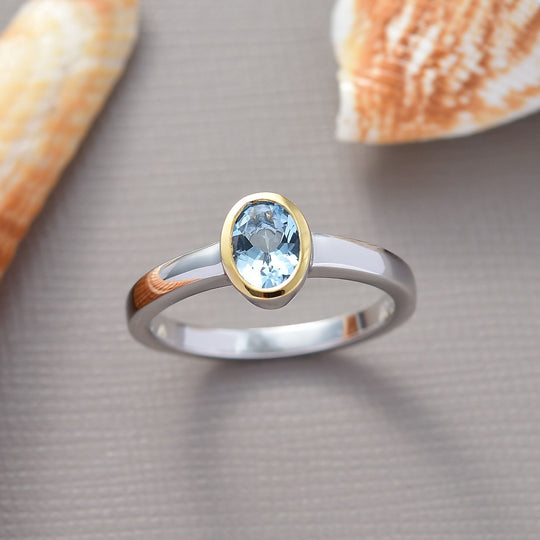 AAA Santamaria Aquamarin Ring 925 Silber rhodiniert ca. 0,73 ct
