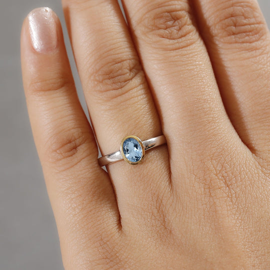 AAA Santamaria Aquamarin Ring 925 Silber rhodiniert ca. 0,73 ct