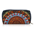 Handbemalte Leder Geldbörse RFID, Navy, 22.8 x 2.5 x 12.7 cm