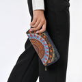 Handbemalte Leder Geldbörse RFID, Navy, 22.8 x 2.5 x 12.7 cm