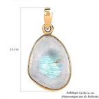 Regenbogen Mondstein Anhänger 925 Silber Gelbgold Vermeil