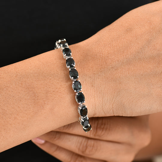 Alexandrit Quarz Triplette Armband ca. 19 cm 925 Silber rhodiniert ca. 33,84 ct.