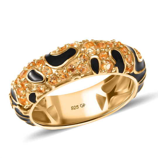 GP Trionfo Leopard Kollektion - AA Citrin Ring 925 Silber 750 Gelbgold Vermeil (Größe 18.00) ca. 0.88 ct