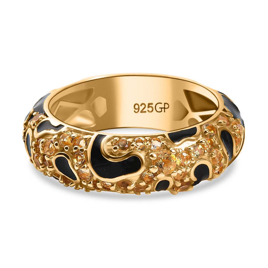 GP Trionfo Leopard Kollektion - AA Citrin Ring 925 Silber 750 Gelbgold Vermeil (Größe 18.00) ca. 0.88 ct