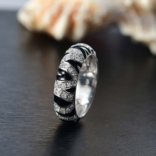 GP Trionfo Kollektion - Moissanit Ring, Zebramuster 925 Silber rhodiniert (Größe 17.00) ca. 0.53 ct