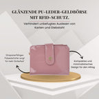 Jacquard-Schal aus Viskose und Geldbörse aus PU-Leder mit RFID-Schutz Rosa
