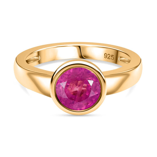 AAA Ilakaka Rosa Saphir (Fissure gefüllt) Ring 925 Silber 750 Gelbgold Vermeil (Größe 19.00) ca. 2,00 ct