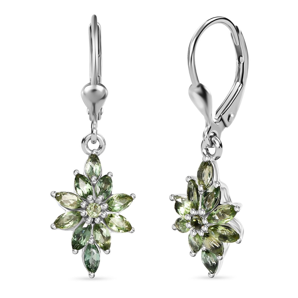 Natürlicher grüner Apatit Ohrringe 925 Silber rhodiniert ca. 1.98 ct