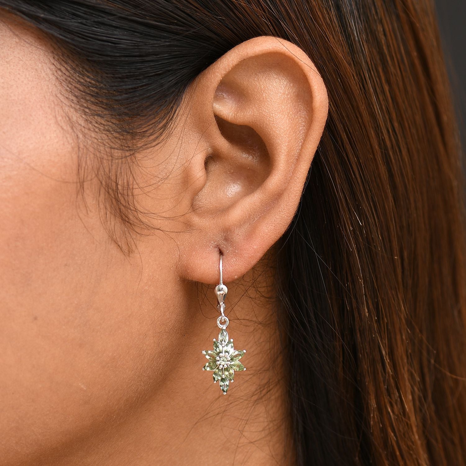 Natürlicher grüner Apatit Ohrringe 925 Silber rhodiniert ca. 1.98 ct