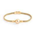 Royal Bali - AAA Goldene Südsee Perle (11-12mm), Lab Grown Diamant, Tulang Naga Armband ca. 20 cm, 925 Silber 916 Gelbgold Vermeil