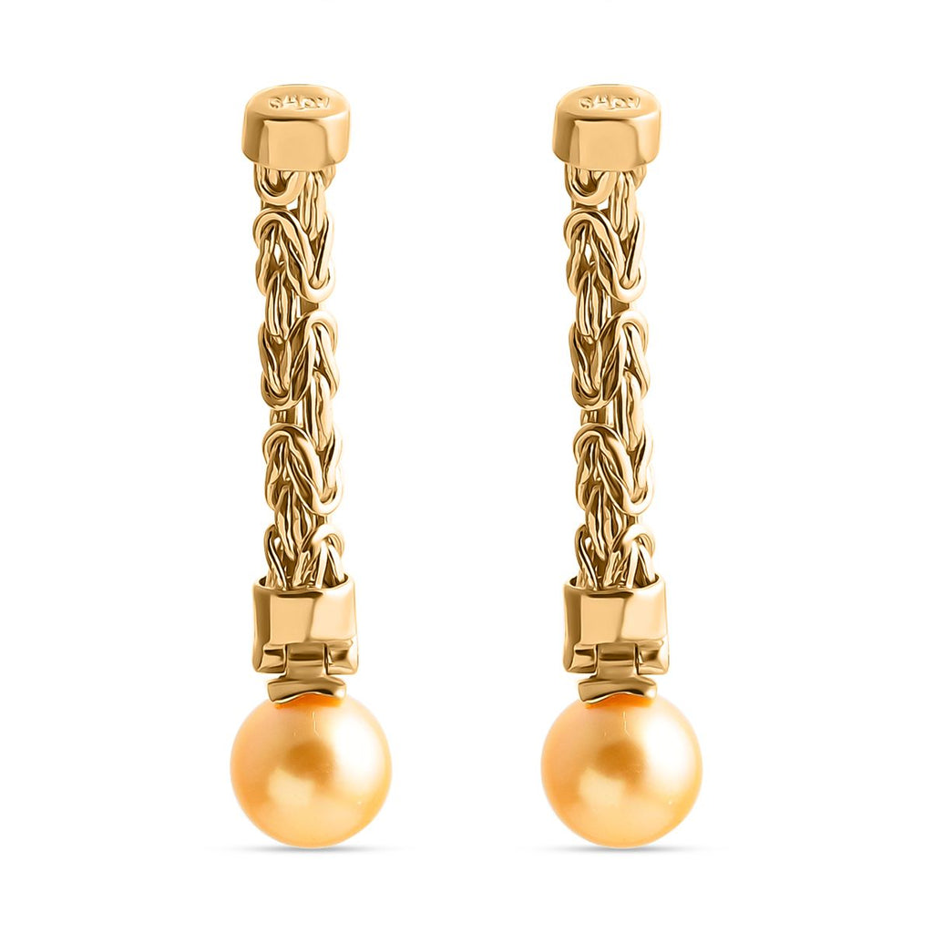 AA Goldene Südsee Perle (8-10 mm) Ohrringe 925 Silber