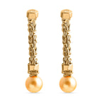 AA Goldene Südsee Perle (8-10 mm) Ohrringe 925 Silber