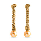 AA Goldene Südsee Perle (8-10 mm) Ohrringe 925 Silber
