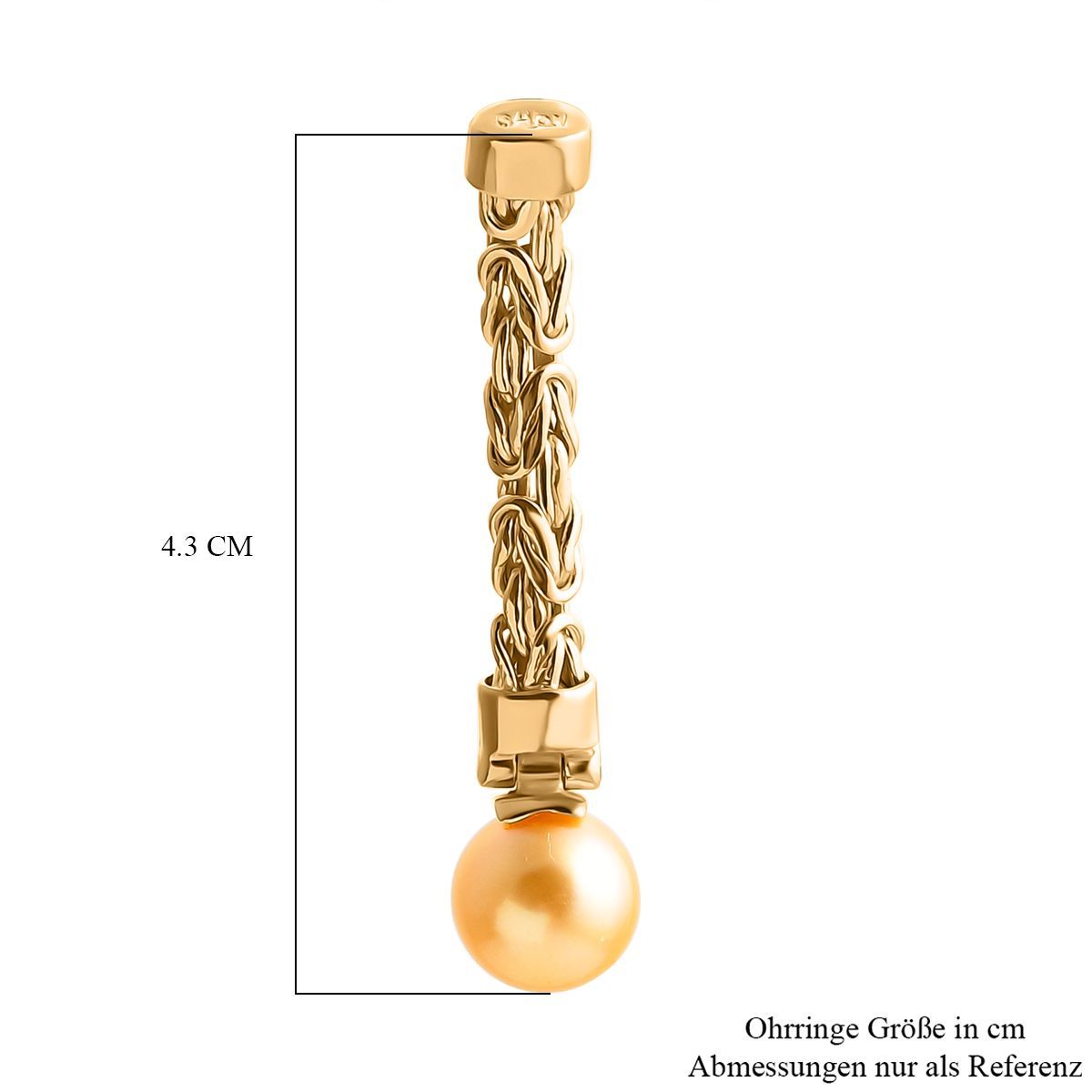 AA Goldene Südsee Perle (8-10 mm) Ohrringe 925 Silber