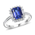 Rhapsody AAAA Tansanit, Weißer Diamant AGI zertifiziert Ring 950 Platin (Größe 17.00) ca. 3.38 ct