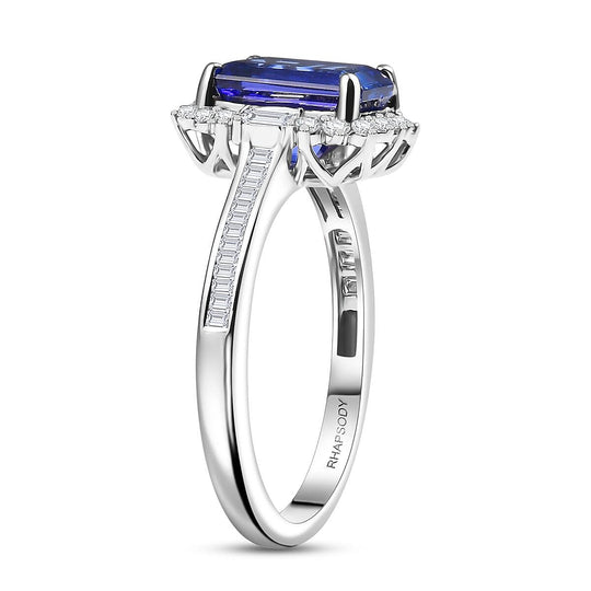 Rhapsody AAAA Tansanit, Weißer Diamant AGI zertifiziert Ring 950 Platin (Größe 17.00) ca. 3.38 ct
