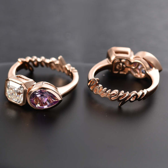 GP Amore Kollektion - Moissanit, Rose De France Amethyst Ring 925 Silber 750 Roségold Vermeil (Größe 17.00) ca. 2.20 ct