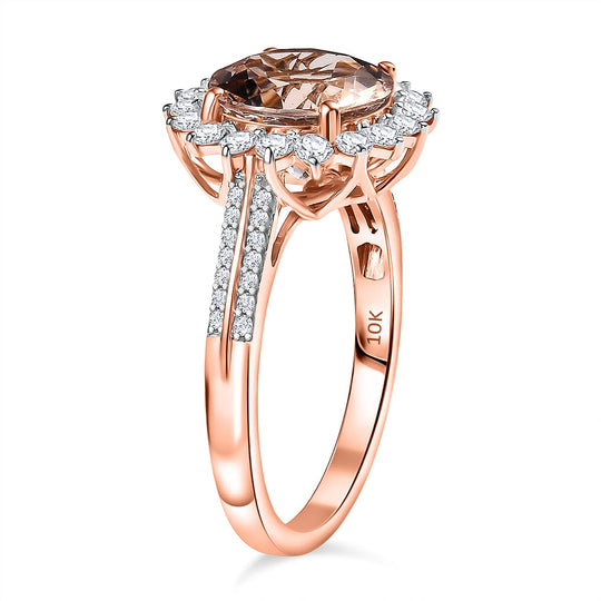 LUXORO AAA Morganit, Weißer Diamant AGI zertifiziert Ring 417 Gold (Größe 19.00) ca. 3.92 ct