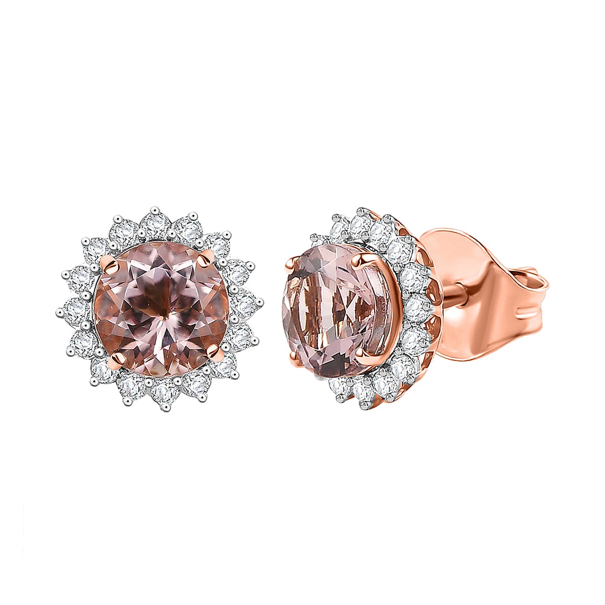 LUXORO AAA Morganit, Weißer Diamant AGI zertifiziert Ohrringe 417 Gold ca. 3.51 ct