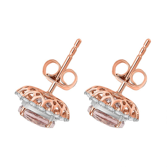 LUXORO AAA Morganit, Weißer Diamant AGI zertifiziert Ohrringe 417 Gold ca. 3.51 ct
