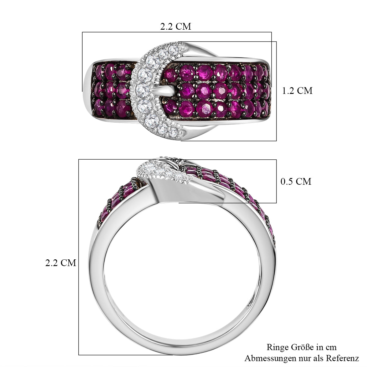 Montepuez-Rubin Ring 925 Silber rhodiniert (Größe 17.00) ca. 1,26 ct