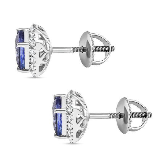 Rhapsody AAAA Tansanit, Weißer Diamant AGI zertifiziert Ohrringe 950 Platin ca. 2.42 ct