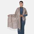Jamawar-Schal aus Modal-Seiden, 70x200cm, Beige