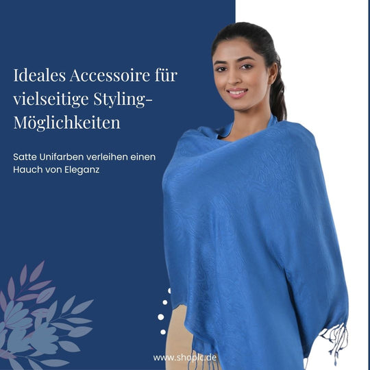Jacquard-Schal aus Viskose mit Fransen 70 x 195 cm, Blau